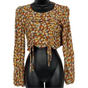 Nwot | Women’s Self Esteem Long Sleeve Ruched Floral Top Size Small